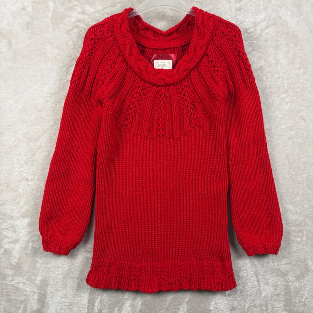 Old Navy Women S Red Cable Knit Pointelle Sweater Wool Blend Y2K Holidays Cabin